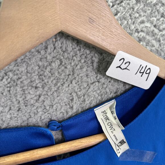 Pink Owl Dress Women’s Small Blue Cap Sleeve Mini Shift Double Layered Casual - Picture 8 of 8